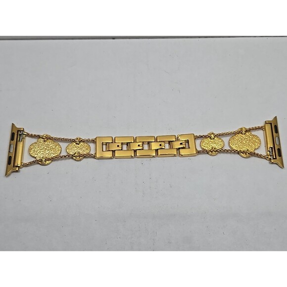 BCBGMAXAZRIA Gold Clover Rhinestone Apple Watch Band 42 44 45 49 Link Adjustable - Picture 6 of 8